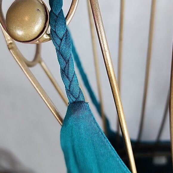 🔥Sundance Size S Braided Strap Smocked Waist Teal  Dress - Picture 2 of 12